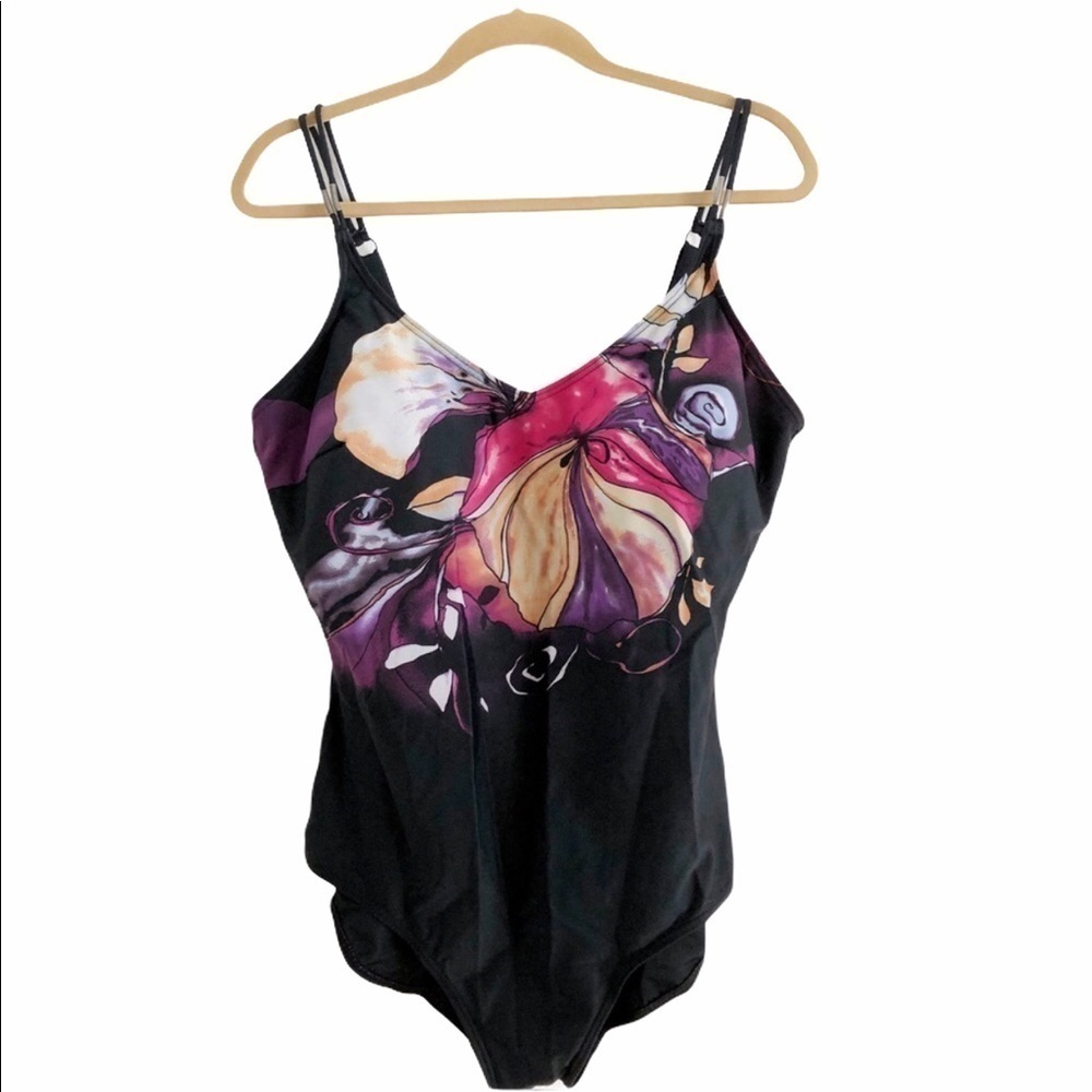 Fantasizer Floral Swimsuit Black Floral 18W